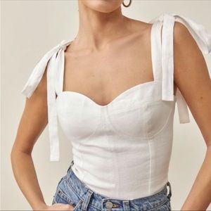 Reformation Jaxon linen tie top